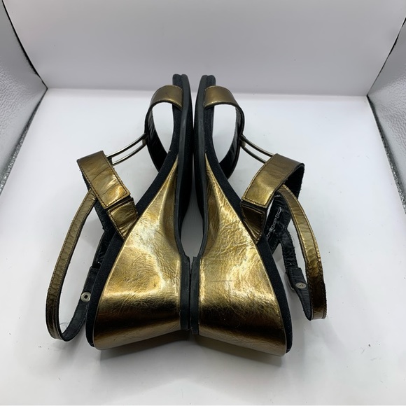 Mephisto Straps Wedge Sandals Leather Gold Embossed Women’s EU 40 US 9-9.5 - Picture 7 of 10